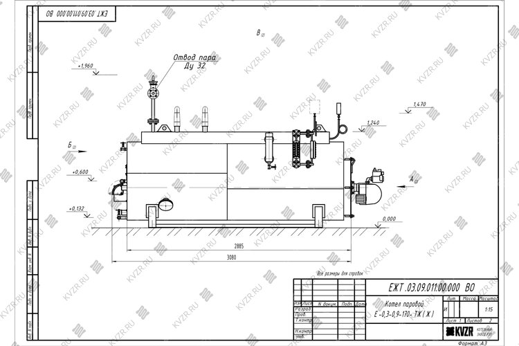 Чертеж мазутного парового котла Е 03 09