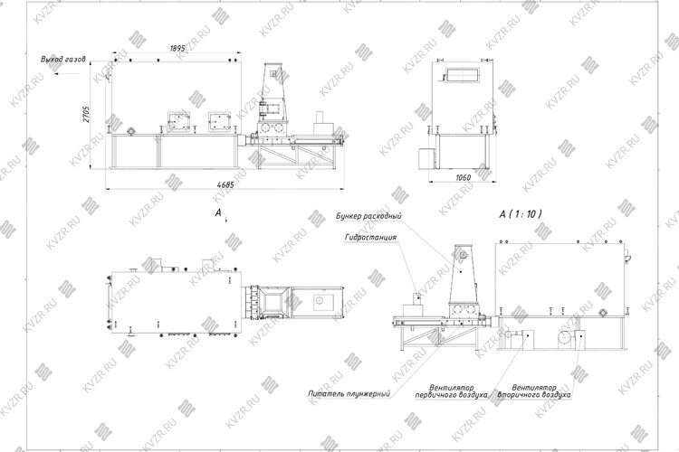 Котел на опилках 0.35 МВт чертеж
